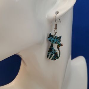 2 for $8 Blue Cat Earrings